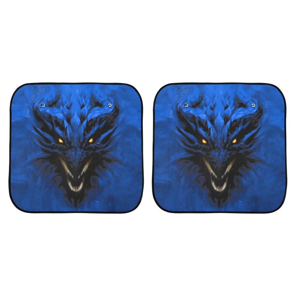 Rich Blue Shadow Dragon Auto Sun Shade (28" x 28") (Small) (Two Pieces)