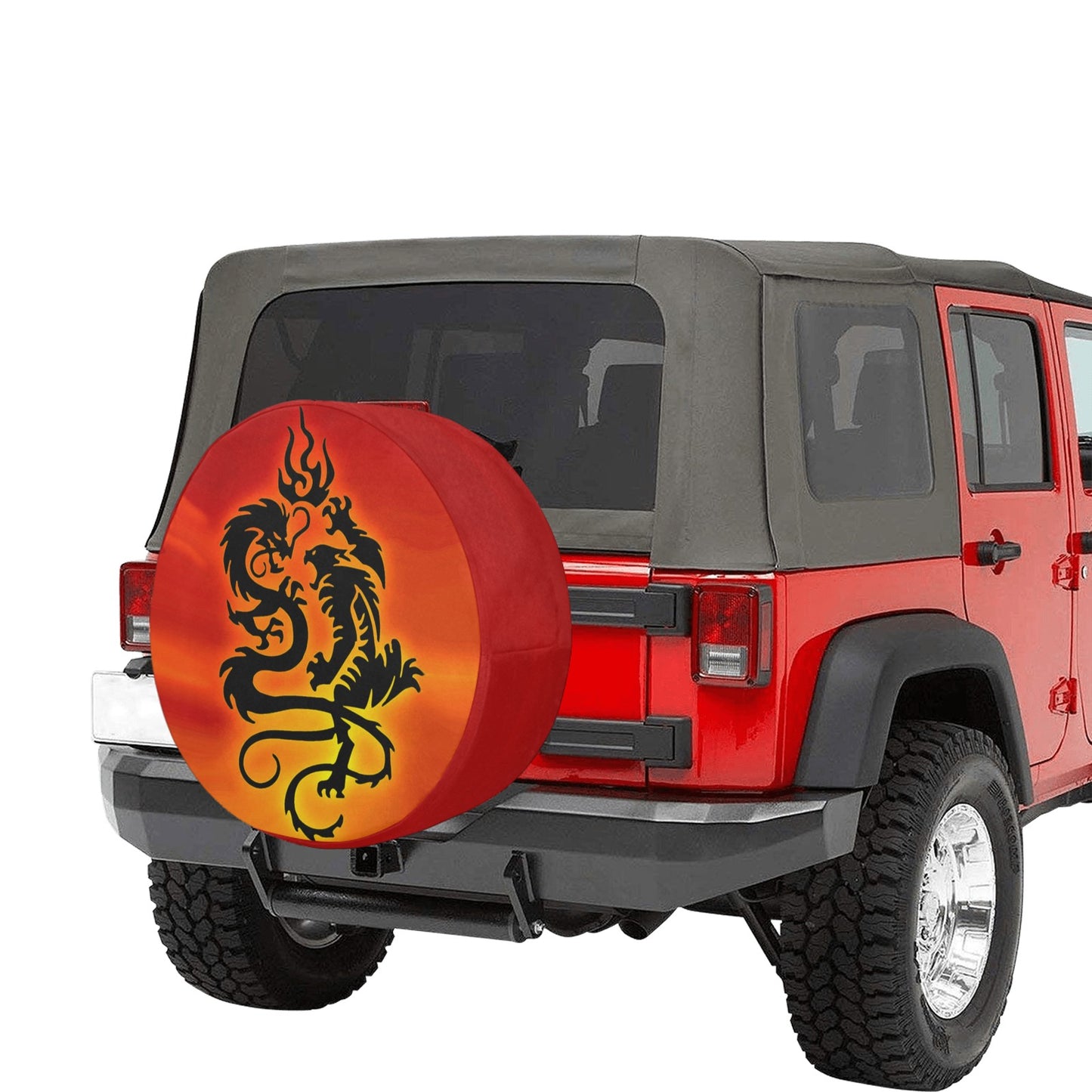 Tribal Tiger and Dragon Spare Tire Cover (Large) (17")