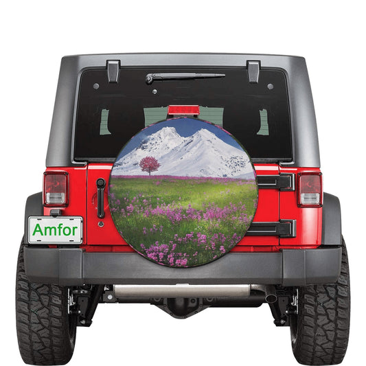 Mountains and Flowers Spare Tire Cover (Small) (15")