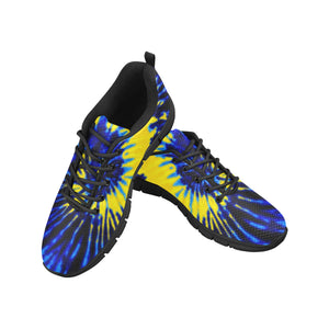 Royal Blue and Yellow Tie Dye Swirl Women's Breathable Sneakers