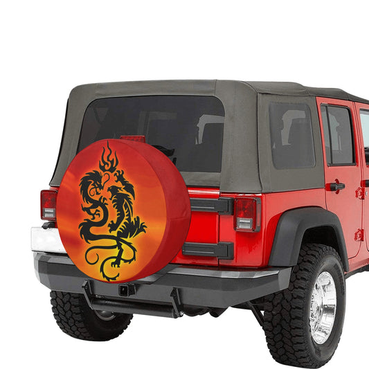 Tribal Tiger and Dragon Spare Tire Cover (Medium) (16")