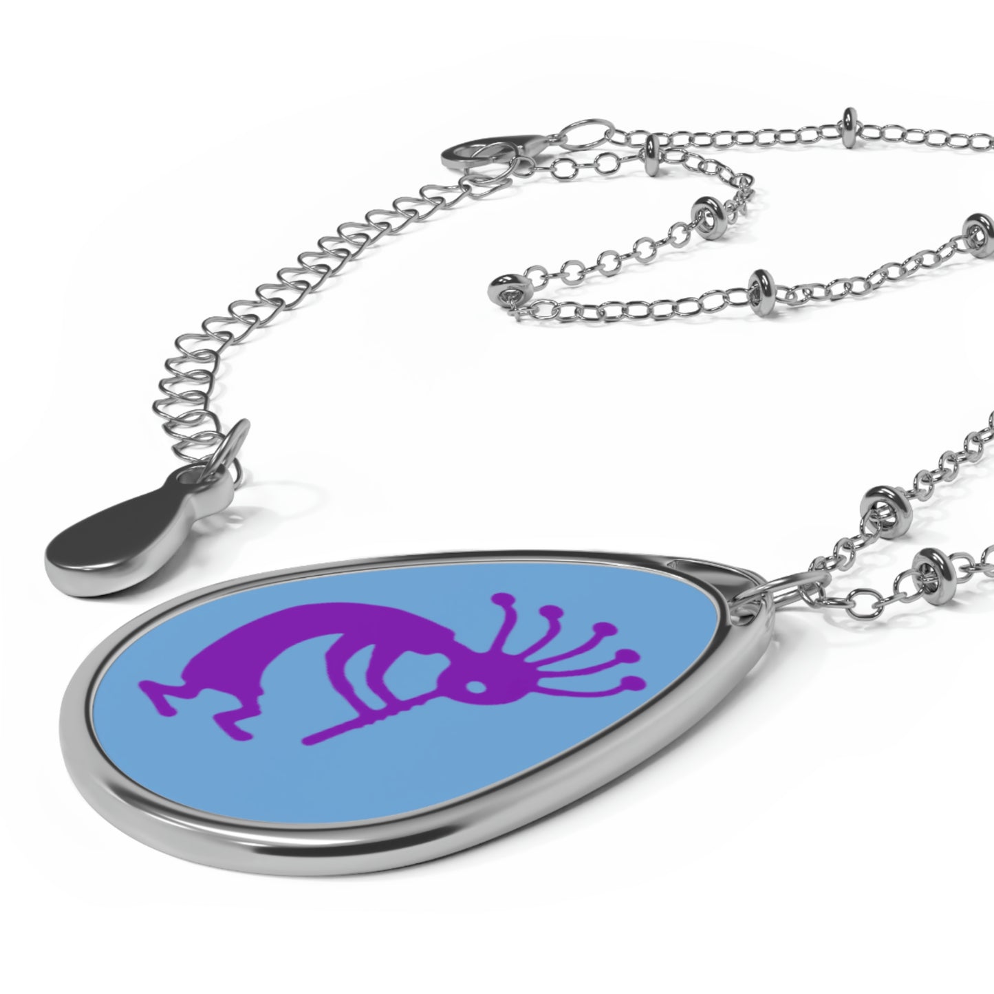 Purple Kokopelli Oval Necklace