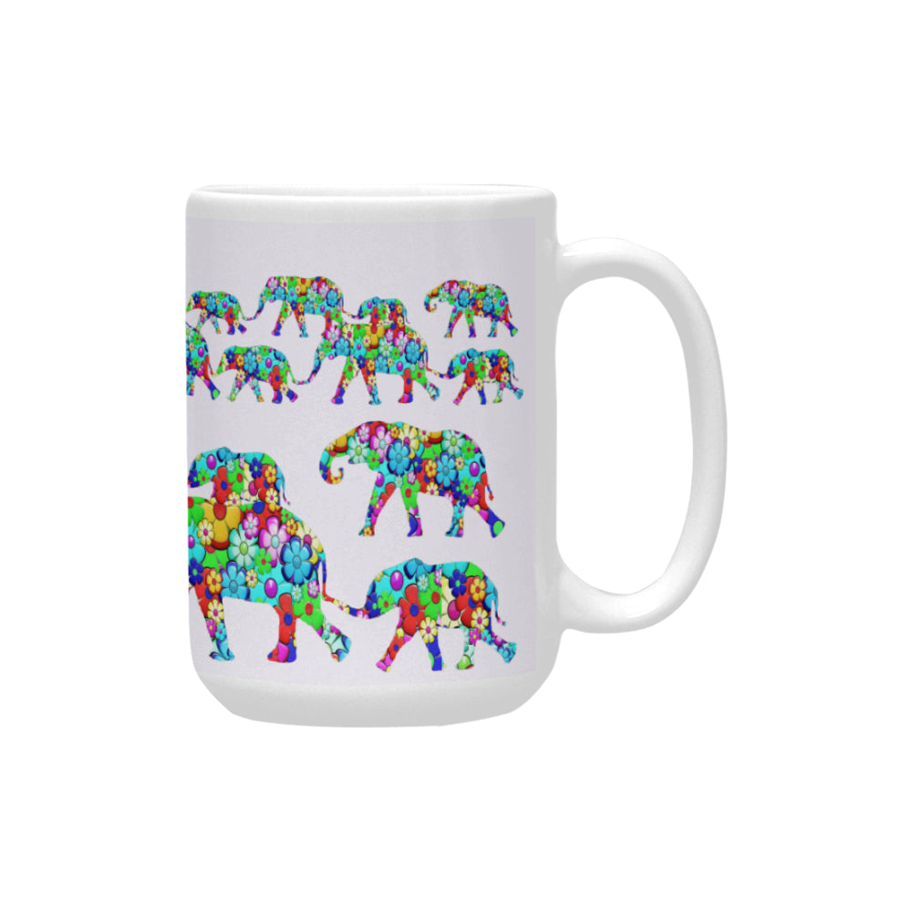 Colorful Elephants 15 Oz Ceramic Mug Ceramic Mug (15 OZ) (Made In USA)