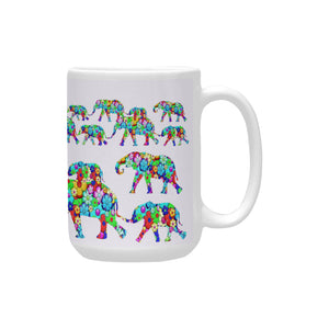 Colorful Elephants 15 Oz Ceramic Mug Ceramic Mug (15 OZ) (Made In USA)