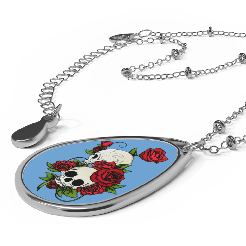 Skulls and Roses Oval Necklace