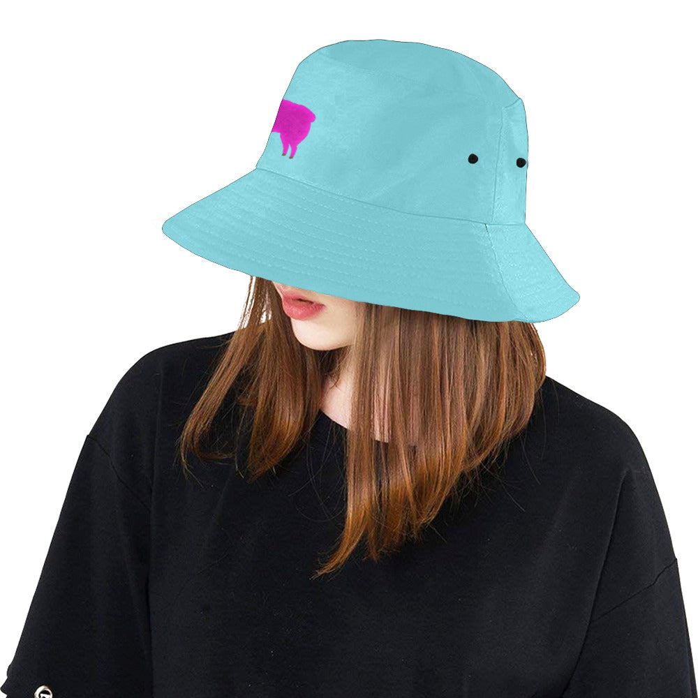 Llama Security Blue Printed Bucket Hat