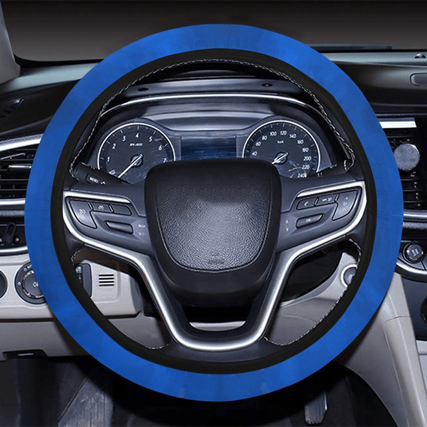 Rich Blue Shadow Dragon Steering Wheel Cover with Elastic Edge