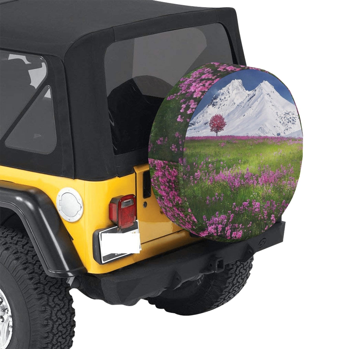 Mountains and Flowers Spare Tire Cover (Small) (15")