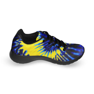 Royal Blue and Yellow Tie Dye Swirl Men's Sneakers (Model 020)