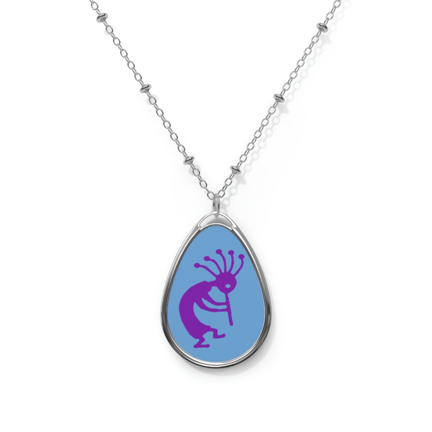 Purple Kokopelli Oval Necklace