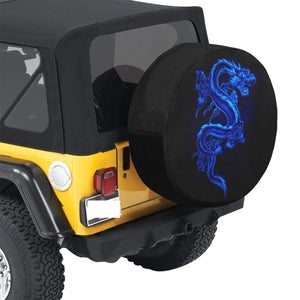 Blue Fire Dragon Spare Tire Cover (Large) (17")