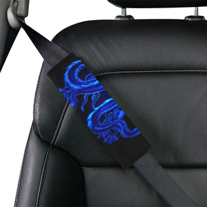 Blue Fire Dragon Small Car Seat Belt Cover 7" x 8.5"