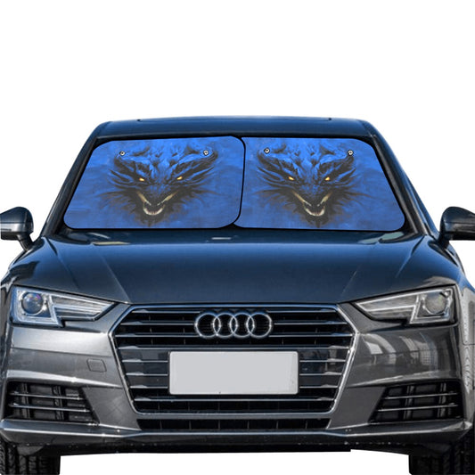 Rich Blue Shadow Dragon Auto Sun Shade (28" x 28") (Small) (Two Pieces)