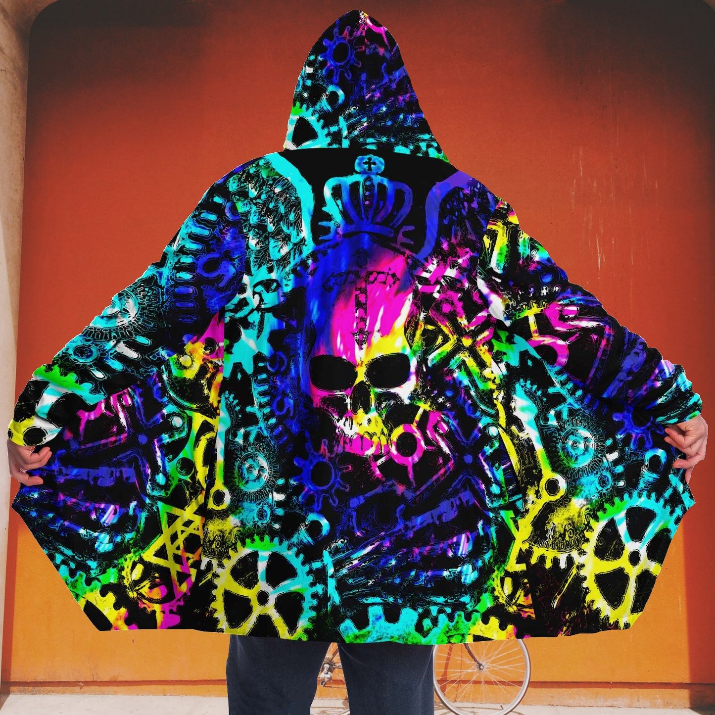 Steampunk Skull Rainbow Tie Dye Cloak