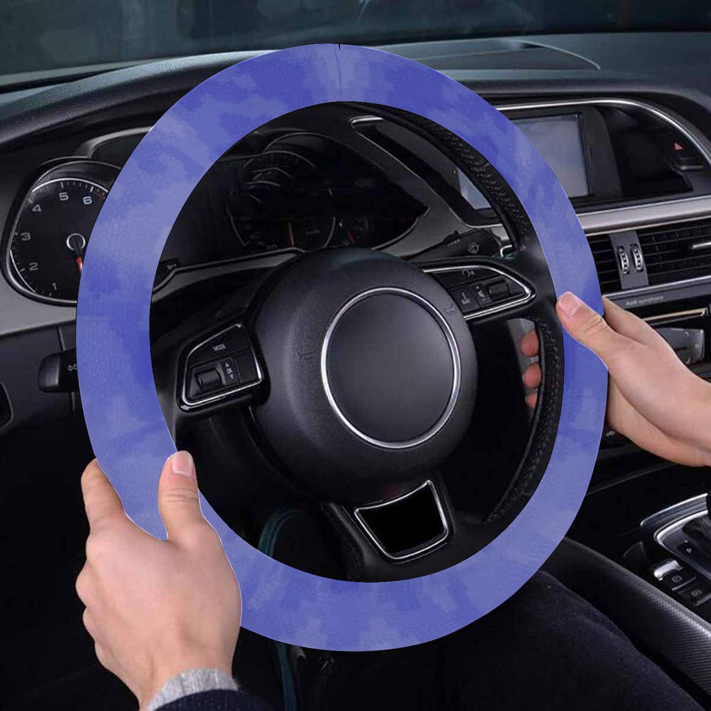 Blue Shadow Dragon Steering Wheel Cover with Elastic Edge