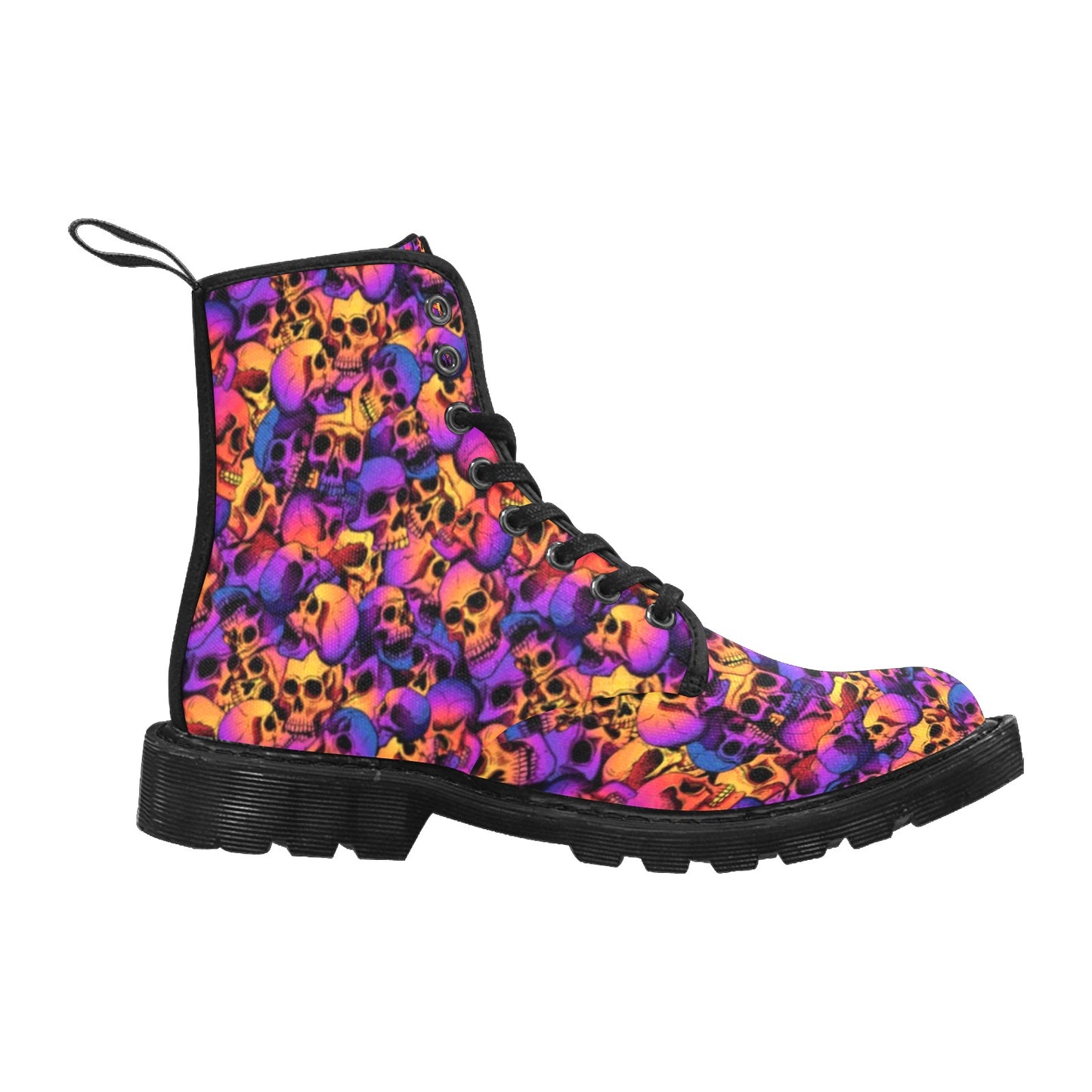 Vibrant Skulls Women's Lace Up Canvas Boots