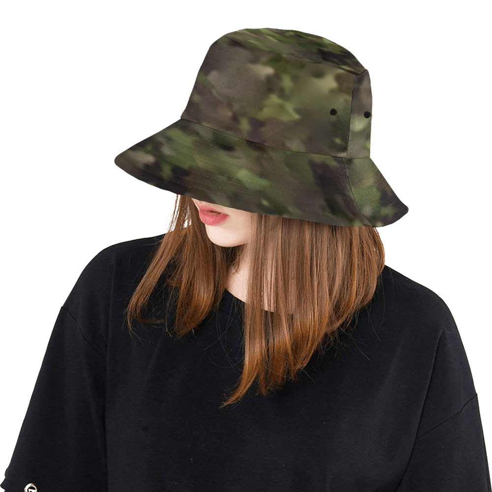 Subtle Dark Wood Camo Bucket Hat