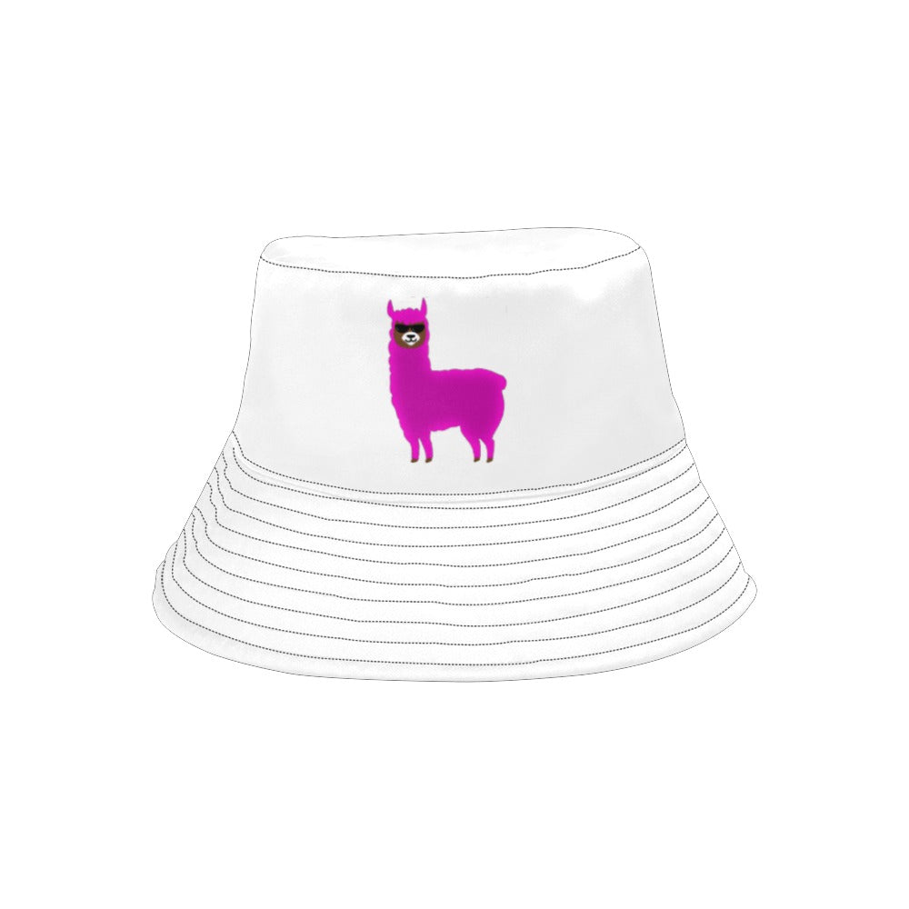 Llama Security White Printed Bucket Hat