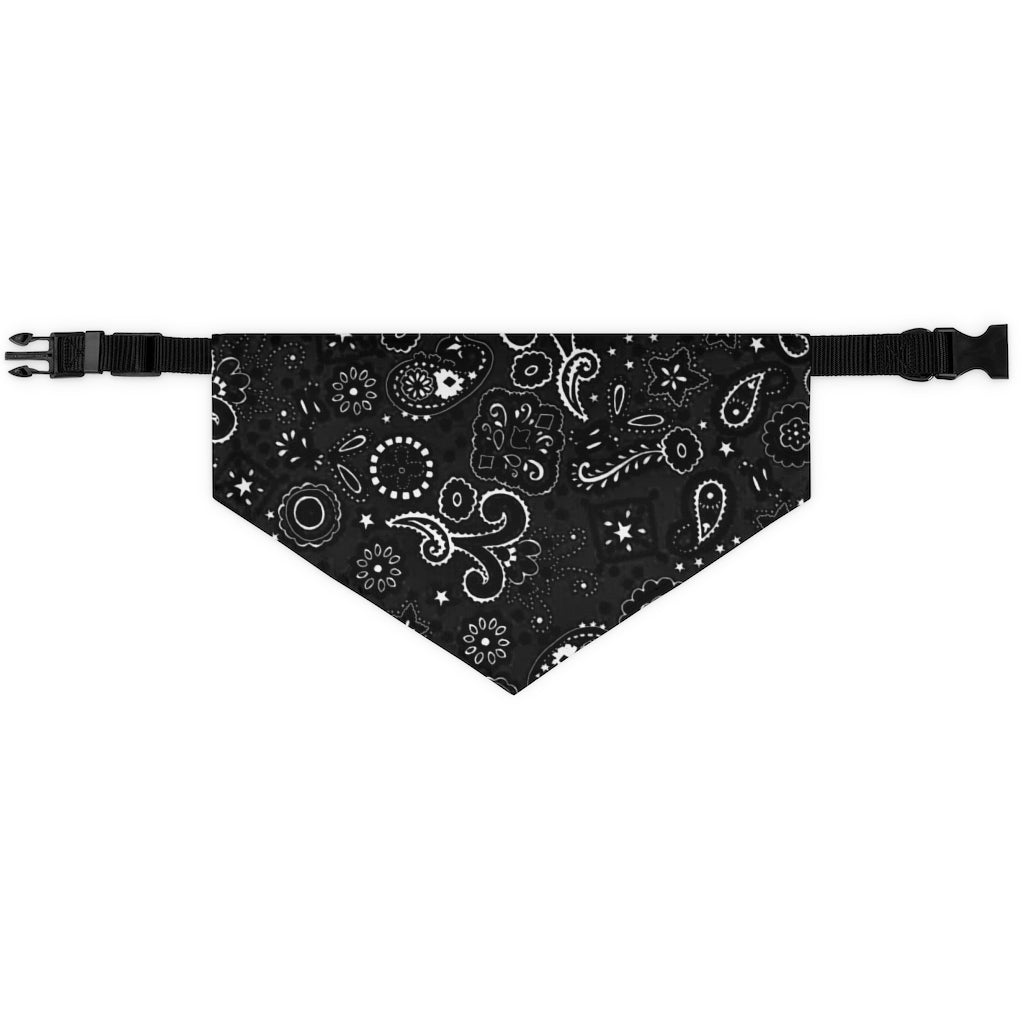 Black and White Paisley Pet Bandanna Collar