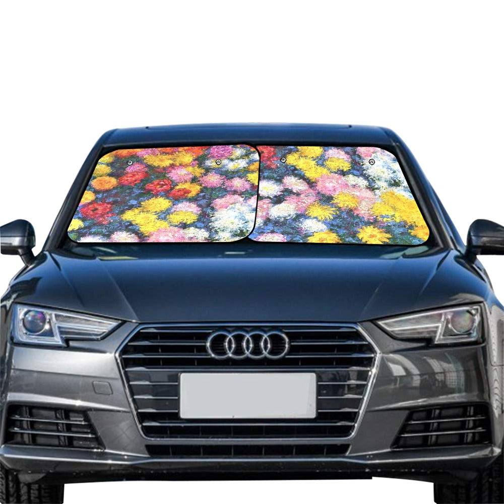 Monet's Carnations Car Sun Shade (28" x 28") (Small) (Two Pieces)