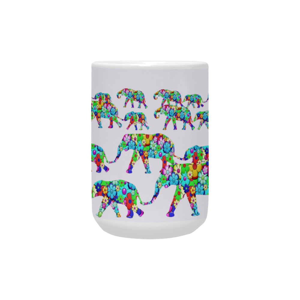 Colorful Elephants 15 Oz Ceramic Mug Ceramic Mug (15 OZ) (Made In USA)