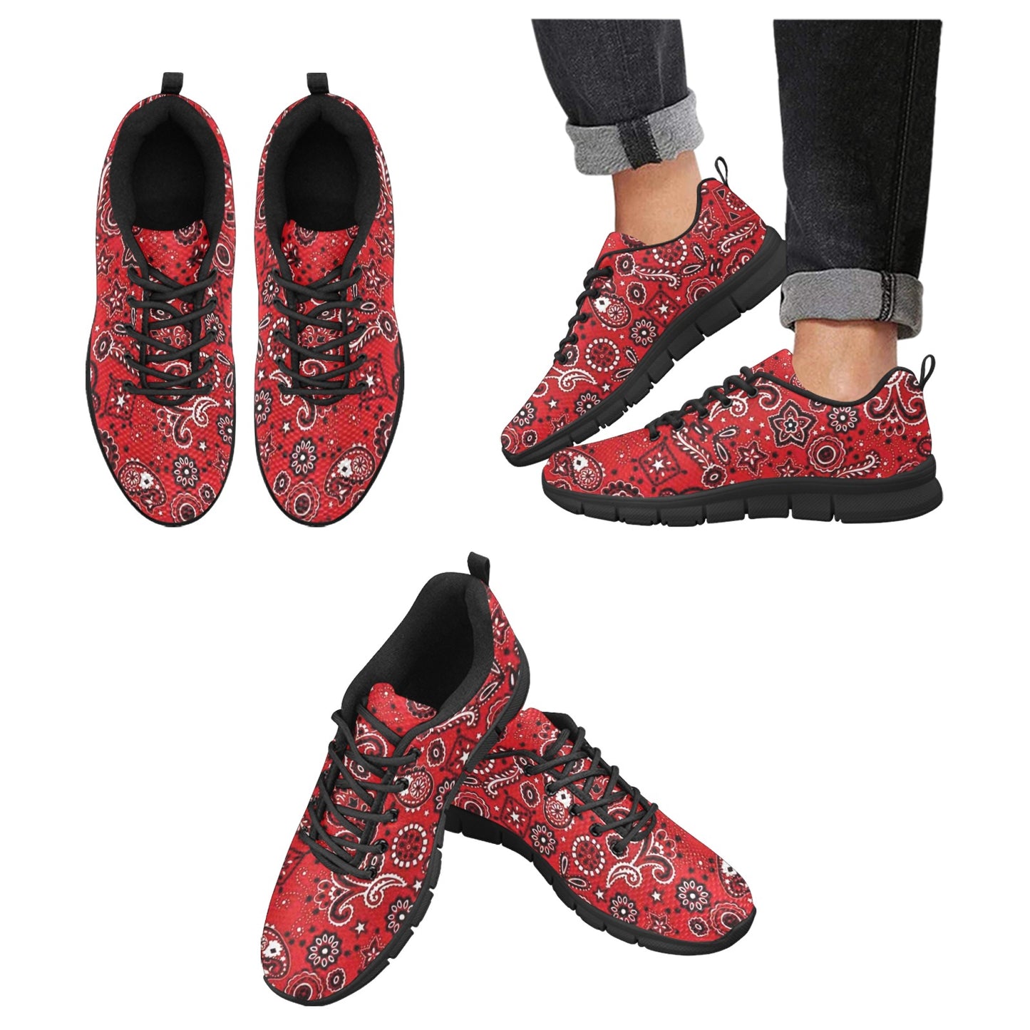 Red Bandanna Women's Breathable Sneakers