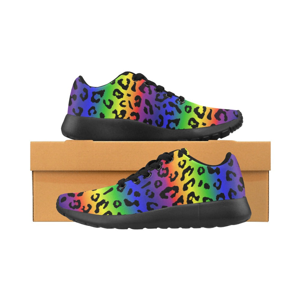 Rainbow Leopard Kids' Sneakers with Black Trim (Little Kid/Big Kid)
