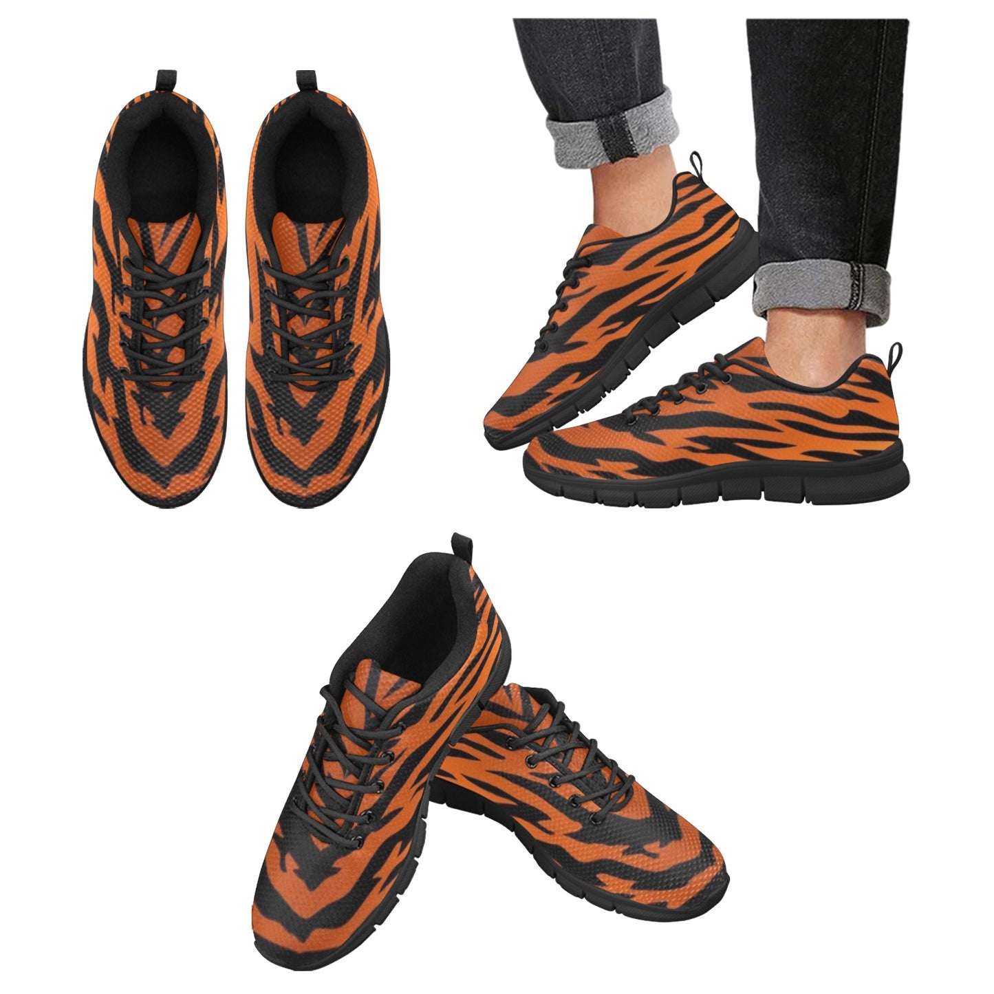 Tiger Striped Men's Breathable Sneakers