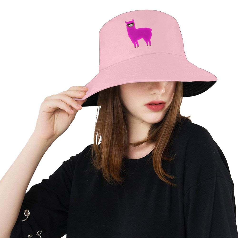 Llama Security Pink Printed Bucket Hat