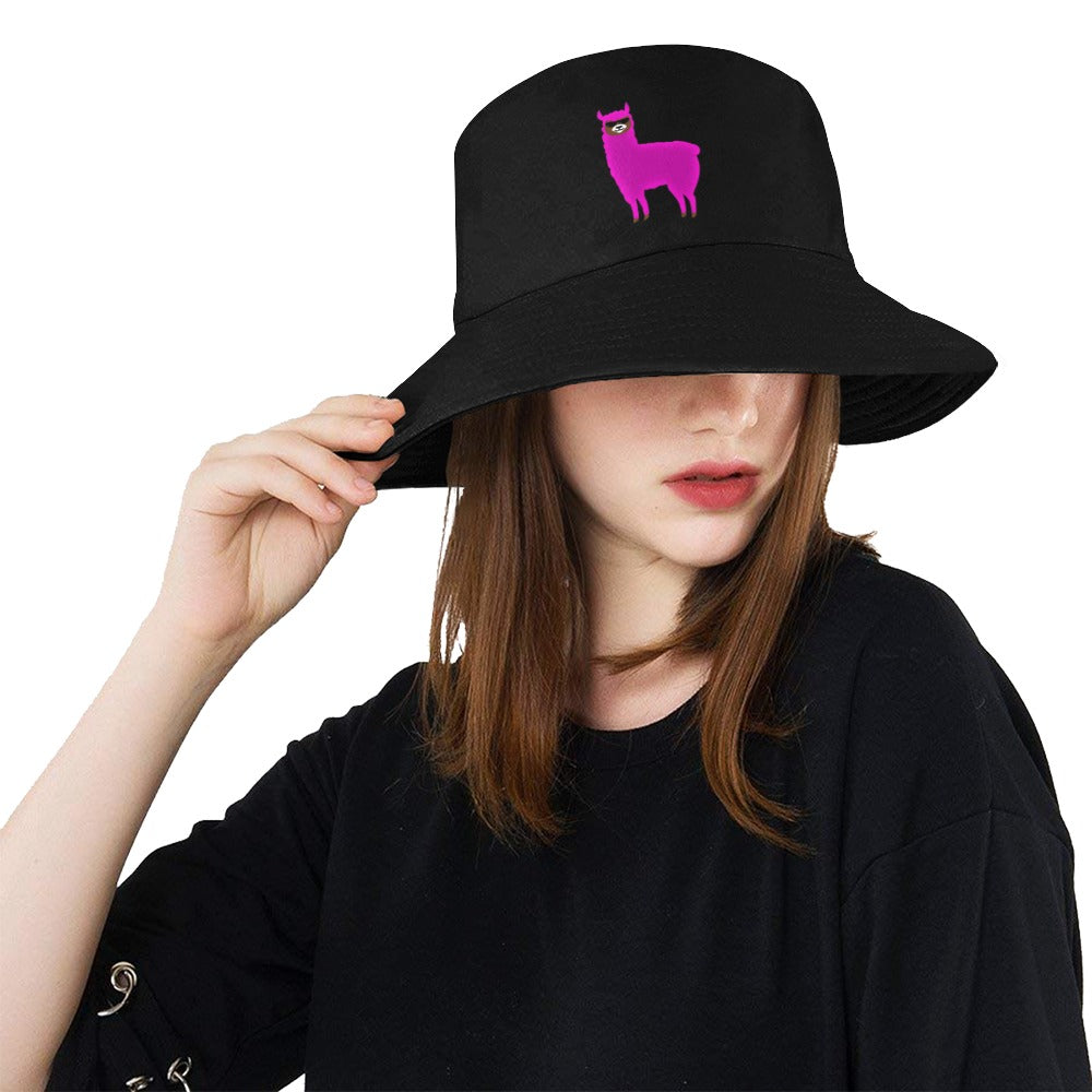 Llama Security Black Printed Bucket Hat