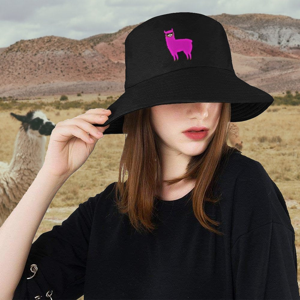 Llama Security Black Printed Bucket Hat
