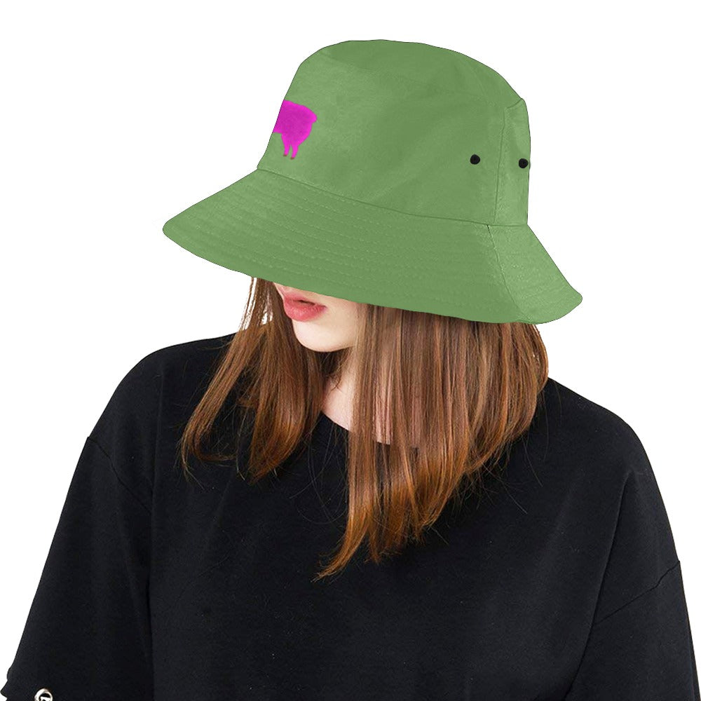 Llama Security Green Printed Bucket Hat