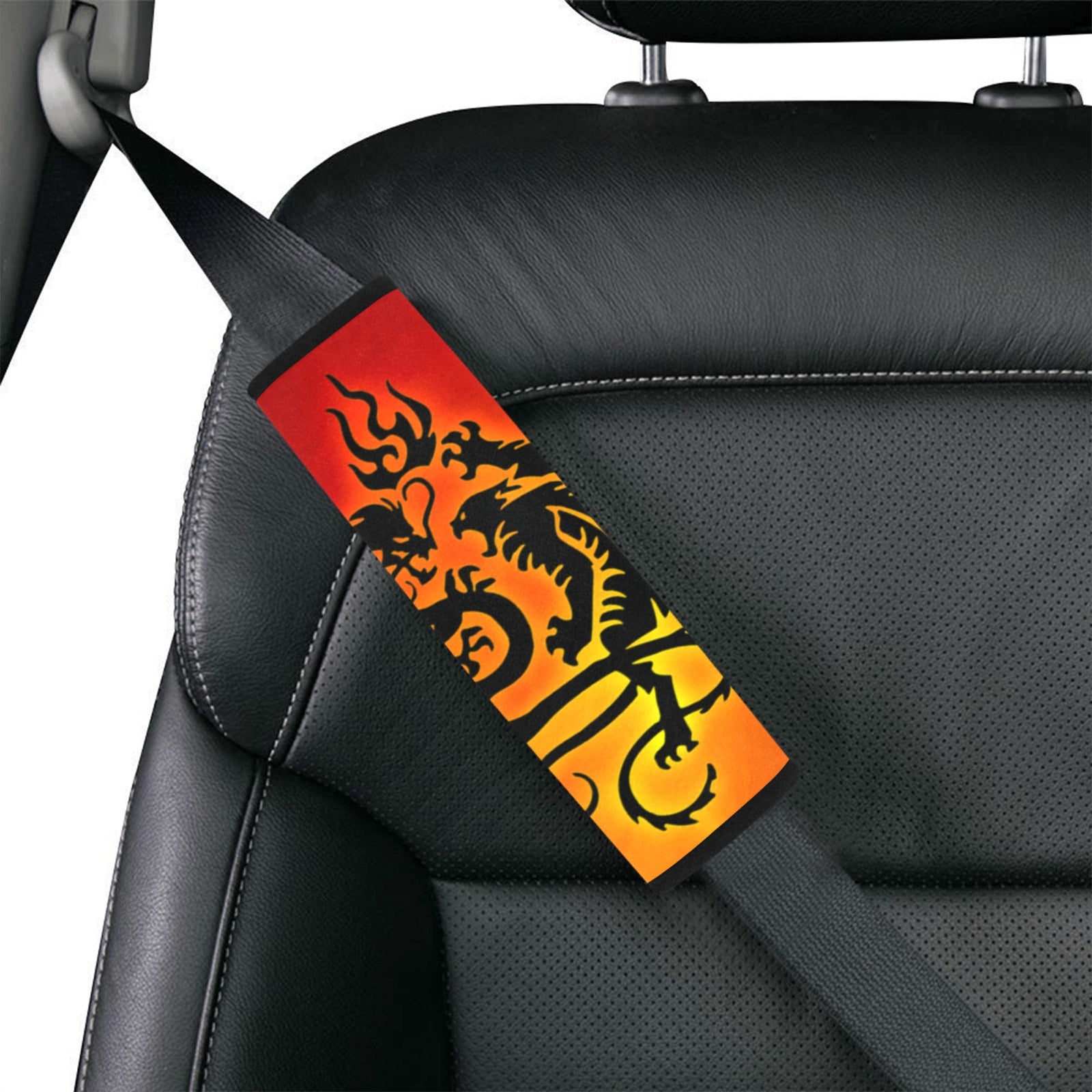 Tribal Tiger and Dragon Seat Belt Cover 7" x 12.6"