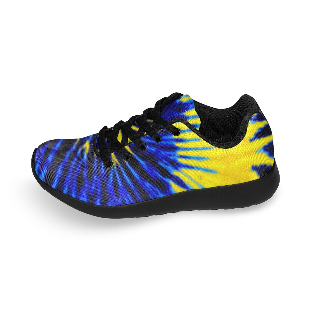 Royal Blue and Yellow Tie Dye Swirl Men's Breathable Sneakers