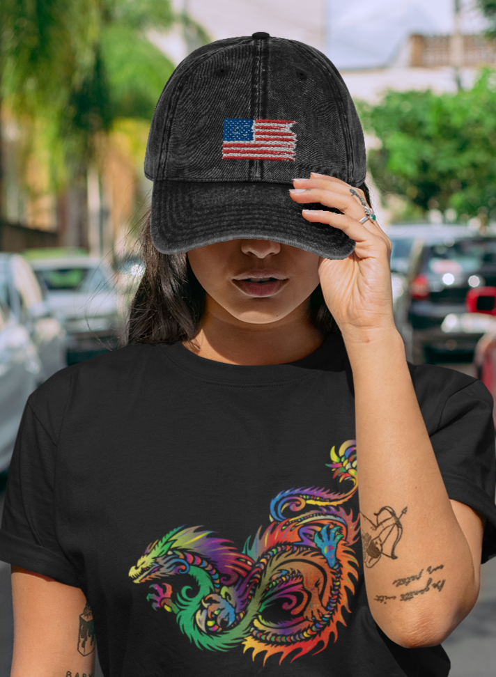 American Flag Vintage Cotton Twill Cap