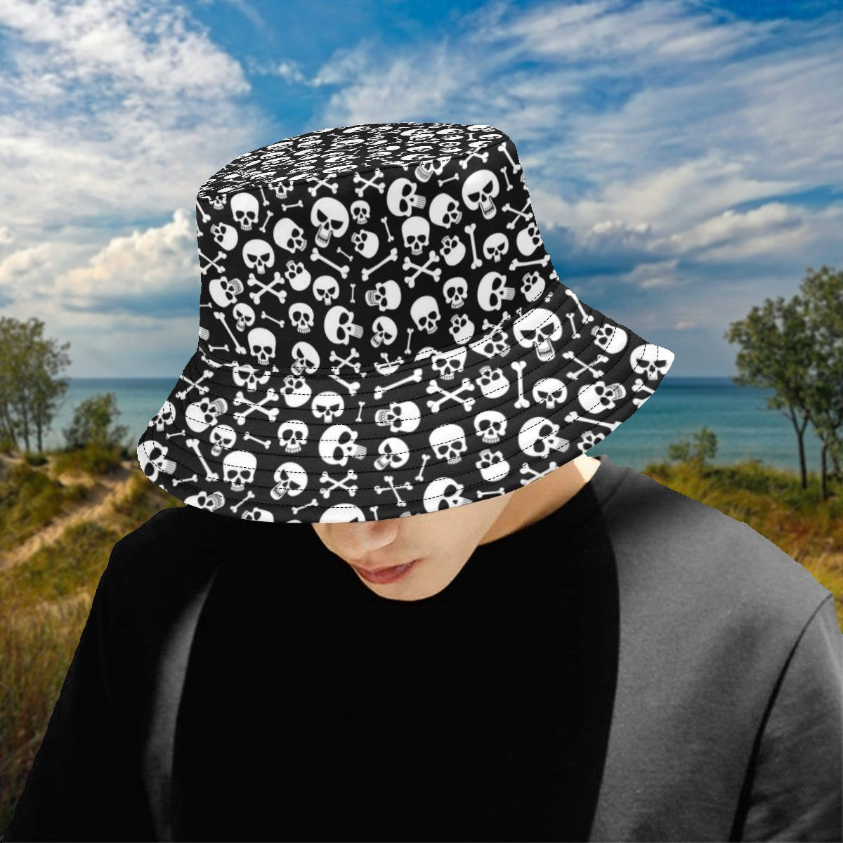 Skulls & Crossbones Retro Bucket Hat