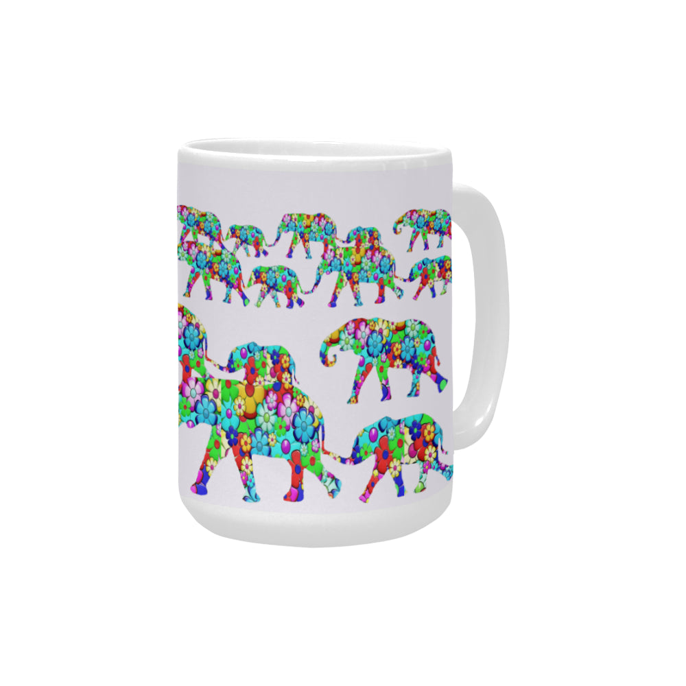 Colorful Elephants 15 Oz Ceramic Mug Ceramic Mug (15 OZ) (Made In USA)