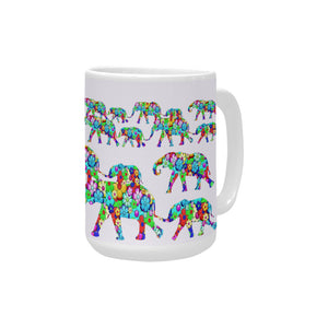 Colorful Elephants 15 Oz Ceramic Mug Ceramic Mug (15 OZ) (Made In USA)