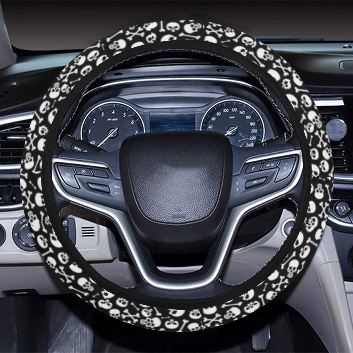 Skulls & Crossbones Steering Wheel Cover with Elastic Edge