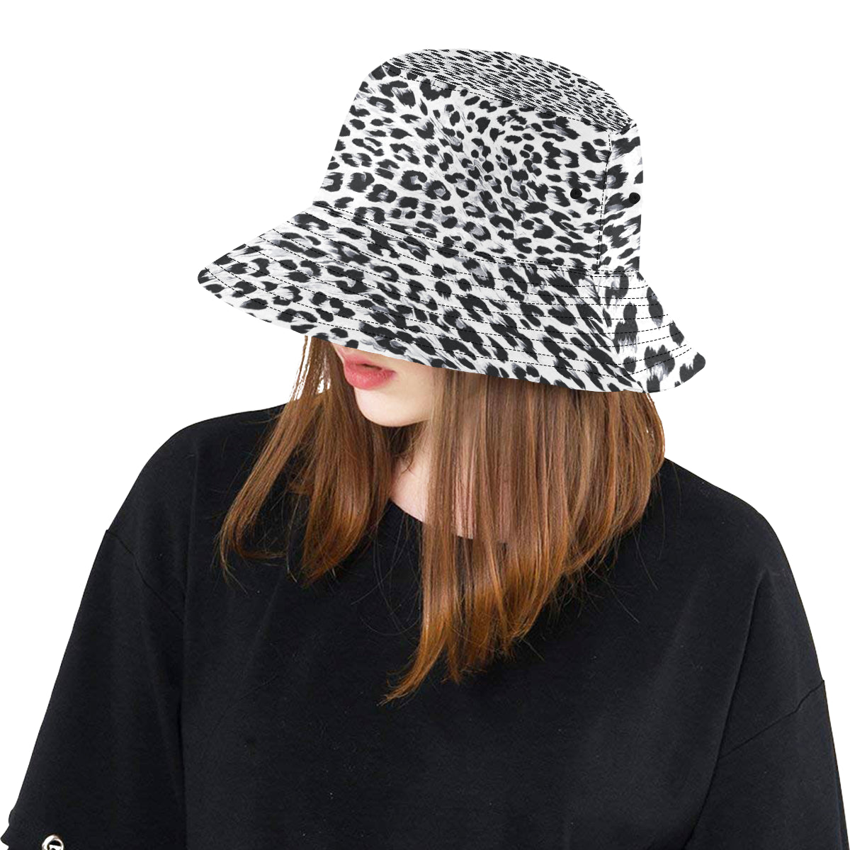 Snow Leopard Print Bucket Hat
