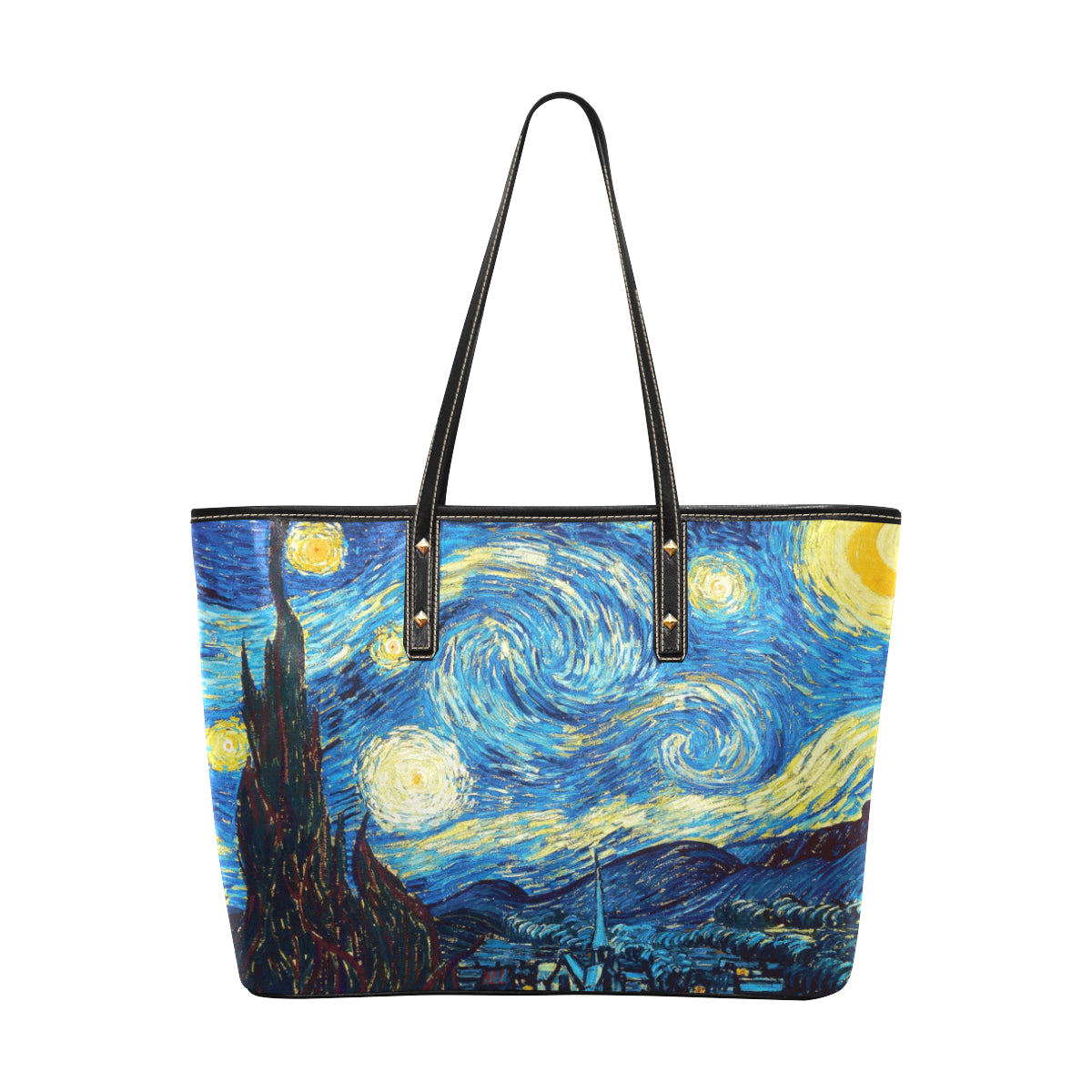 Starry Night PU Leather Tote Bag