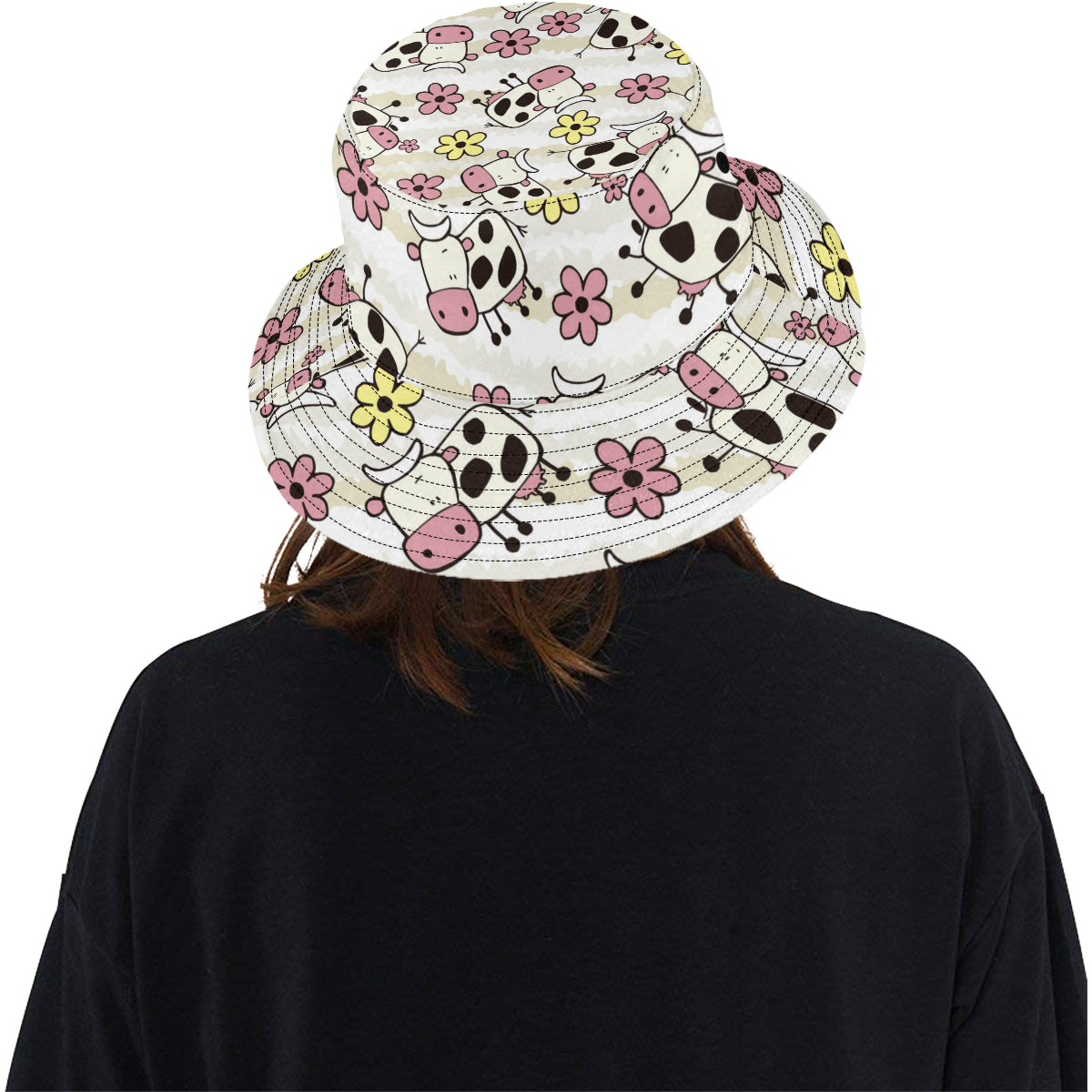 Cute Cows and Flowers Bucket Hat