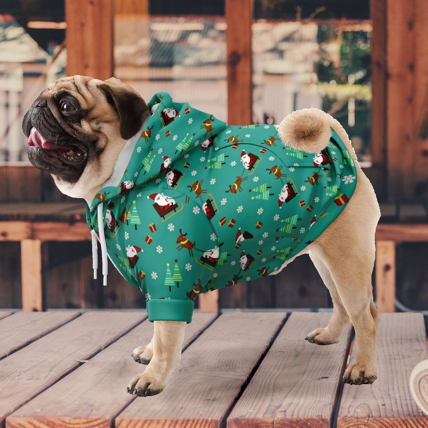 Santa Dog Hoodie With Pocket