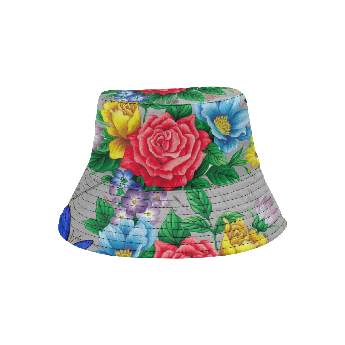 Colorful Butterflies and Flowers Bucket Hat