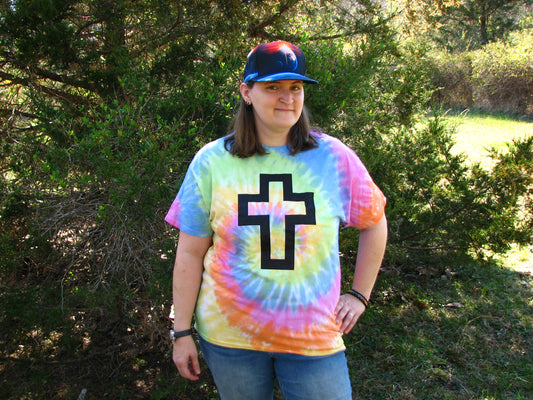 Glitter Graphic Cross Unisex Tie Dye T-Shirt