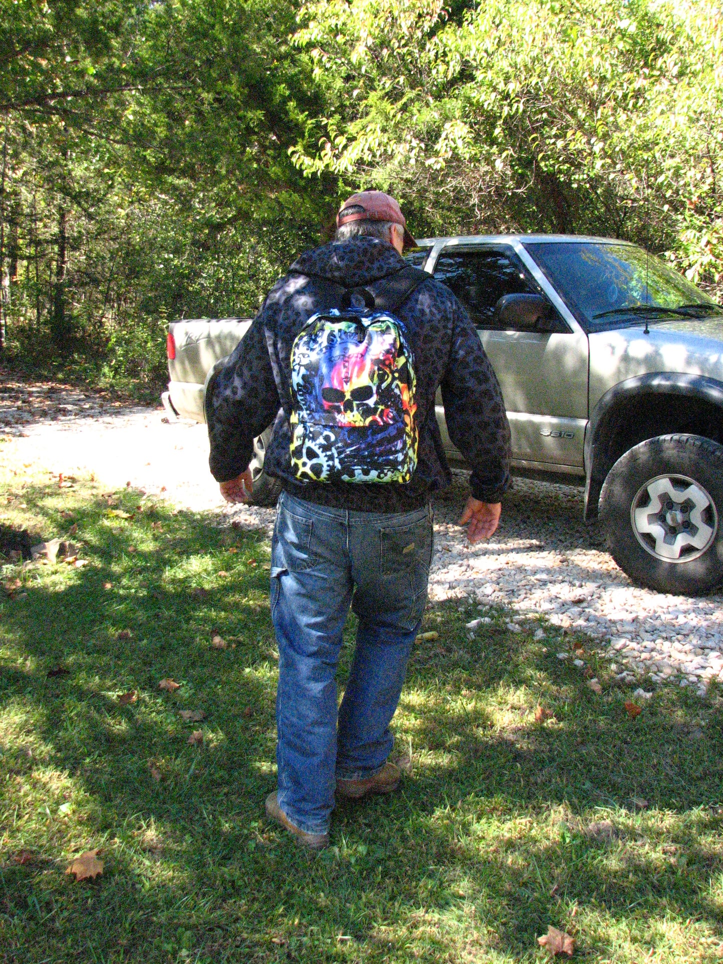 Tie Dye Steampunk Skull Water-Resistant Backpack