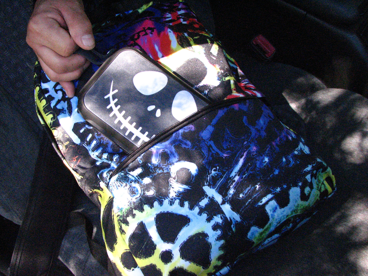 Tie Dye Steampunk Skull Water-Resistant Backpack