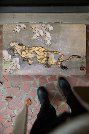 Old Tiger by Hokusai Rubber Doormat 30" x 18" (Made in USA)