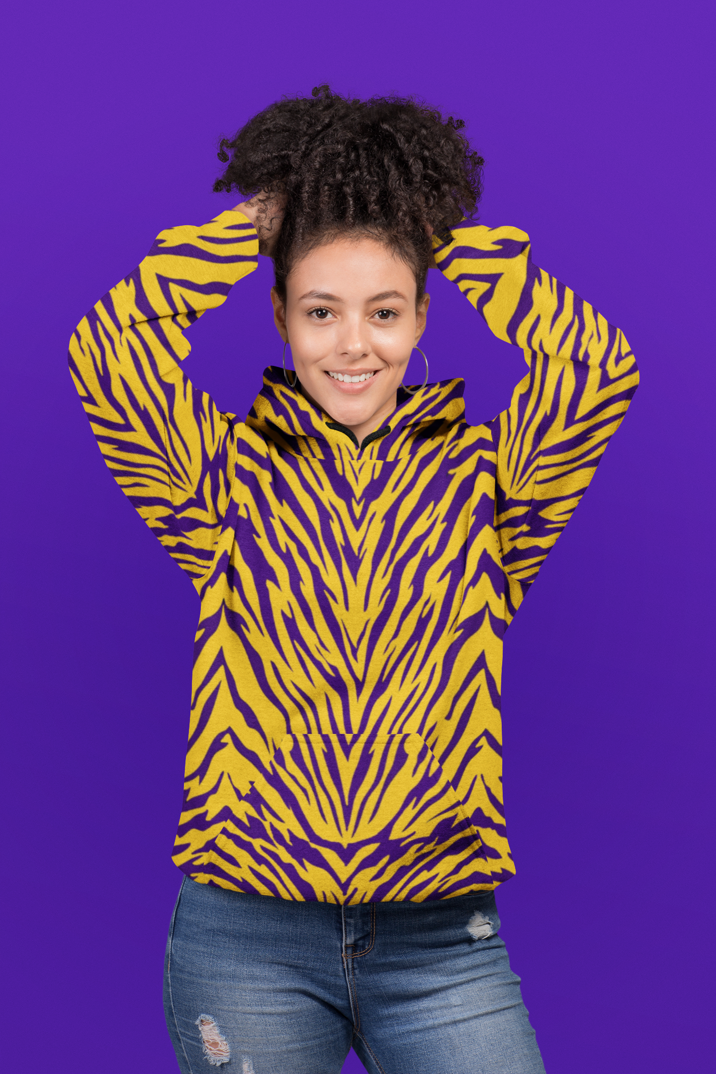 Purple and Gold Tiger Stripe Unisex Hoodie