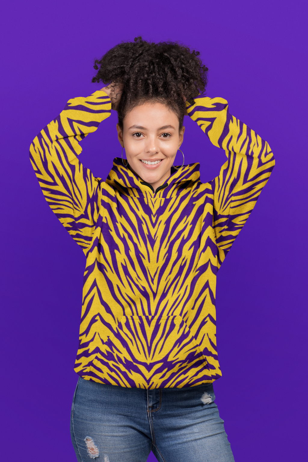 Purple and Gold Tiger Stripe Unisex Hoodie